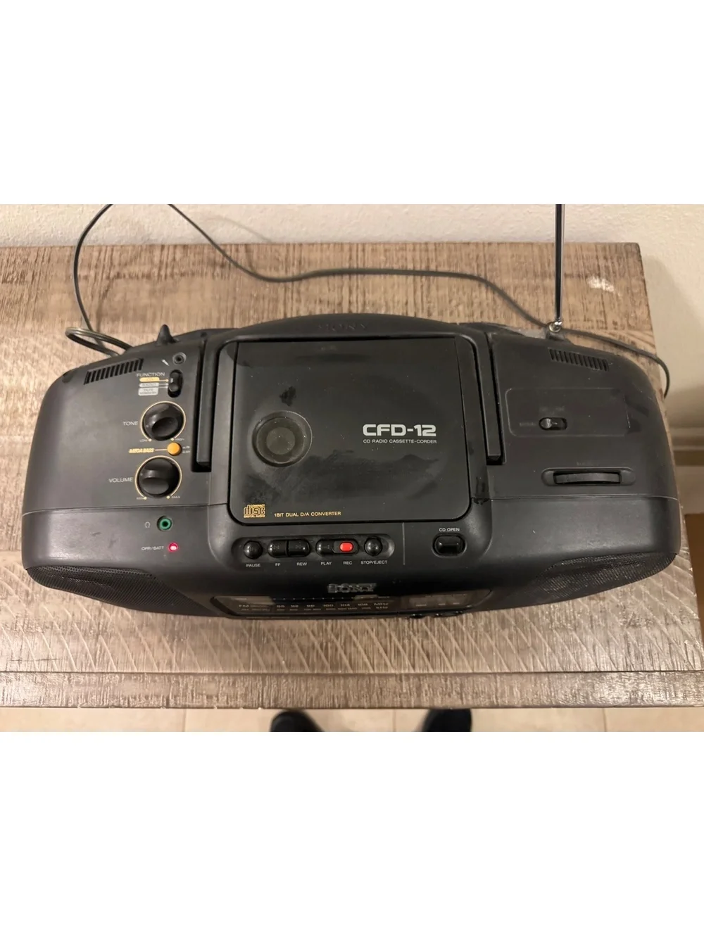 Vintage Sony CFD-12 Boombox CD Cassette AM/FM Radio Mega Bass Tested Working